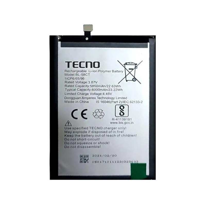 Батарея Tecno Spark 7 Spark 7T BL-58CT 6000mah 3.87B