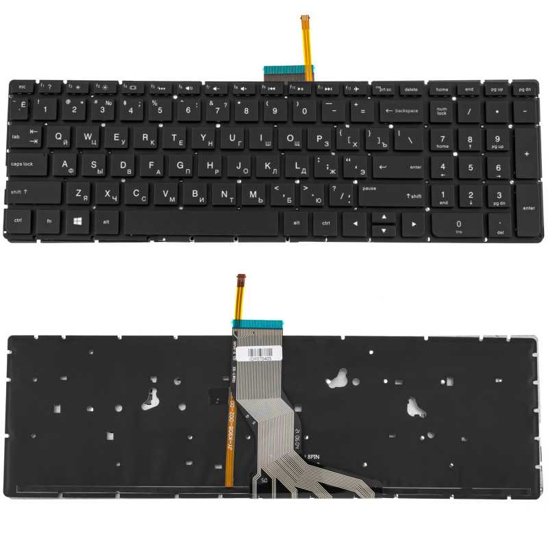 Клавиатура HP 15-ab 15-ab000 15-ab100 15-ab200 15z-ab100 15-ae 15-ak 15-bc silver с подсветкой type 1