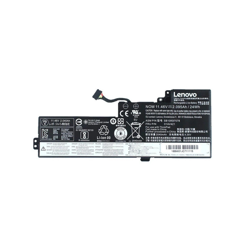 Батарея Lenovo ThinkPad A285 T470 A475 T480 A485 01AV419 01AV420 01AV421 01AV489 SB10K97576 SB10K97578 2040mah 24Wh