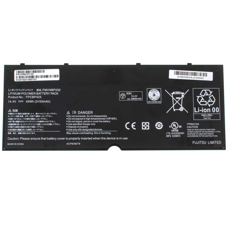 Батарея Fujitsu LifeBook U745 T936 T935 T904 FPCBP425 3150mah 14.4B