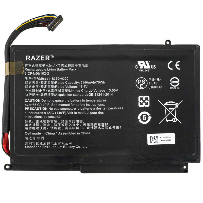 Батарея Razer Blade Pro 17 2019 RZ09-03147E02-R3U1 RZ09-0220 RZ09-02876E92-R3B1 RZ09-02877W92-R3W1 6160mah 11.4B