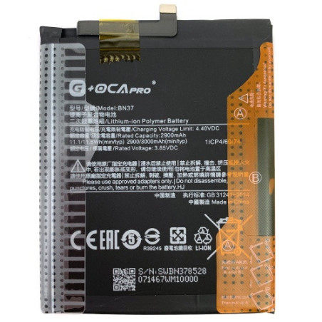 Батарея Xiaomi BN37 G+OCA Pro Redmi 6 Redmi 6A M1804C3DG M1804C3DH M1804C3DI 2900 mAh