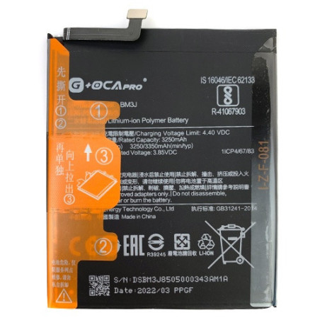 Батарея Xiaomi BM3J G+OCA Pro Mi 8 Lite Mi8 Lite Mi 8X M1808D2TG 3350 mAh