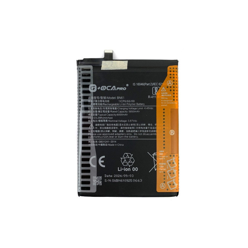 Батарея Xiaomi BN61 Poco X3 MZB07Z0IN MZB07Z1IN MZB07Z2IN MZB07Z3IN MZB07Z4IN MZB9965IN M2007J20CI G OCA Pro 6000 mAh Батарея Xiaomi BN61 Poco X3 MZB07Z0IN MZB07Z1IN MZB07Z2IN MZB07Z3IN MZB07Z4IN MZB9965IN M2007J20CI G OCA Pro 6000 mAh
