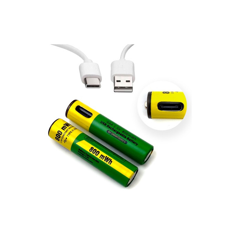 Батарея Smart Chips AAA Type-C 2 шт з кабелем зарядки USB Type C Li-ion