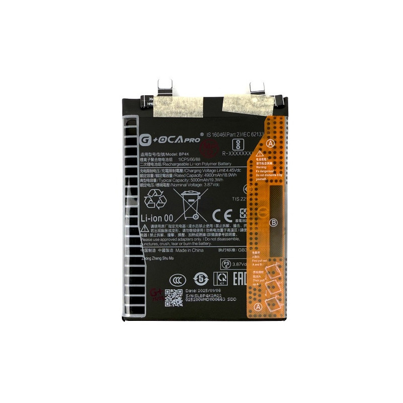 Батарея Xiaomi BP4K Redmi Note 12 Pro 22101316C 5G Note 12 Turbo Poco F5 23049PCD8G X5 Pro 5G 22101320G G OCA 5000 mAh