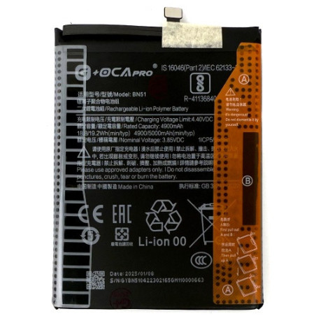 Батарея Xiaomi BN51 G OCA Pro Redmi 8 8A 5000 mAh M1908C3IC MZB8255IN M1908C3IG M1908C3IH