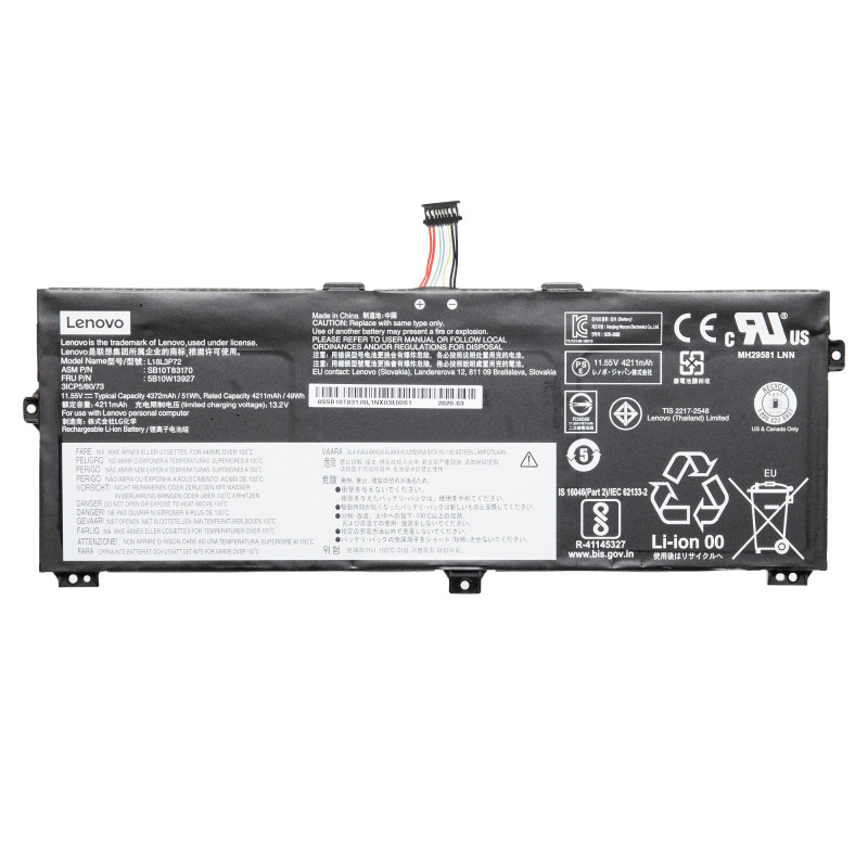 Батарея Lenovo ThinkPad X390 Yoga 02DL021 L18L3P72 L18M3P72 L19M3P71 4380mah 50Wh Батарея Lenovo ThinkPad X390 Yoga 02DL021 L18L3P72 L18M3P72 L19M3P71 4380mah 50Wh