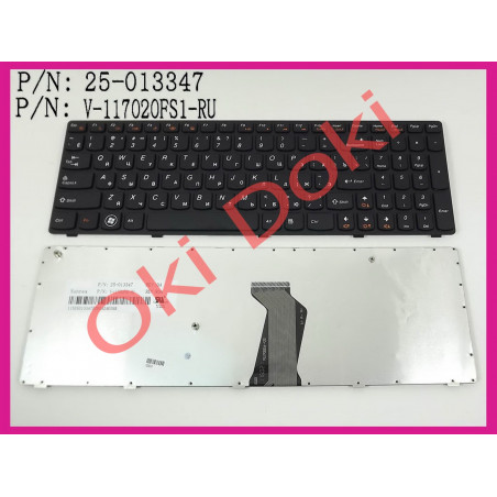 Клавіатура Lenovo IdeaPad B570 B575 B580 B590 V570 V575 V580 Z570 Z575 чорна із чорною рамкою OEM