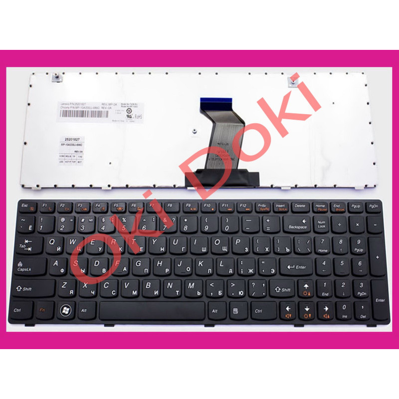 Клавіатура Lenovo Ideapad G580 G585 Z580 Z580A Z585 Z780 G780 чорна з рамкою ORIGINAL