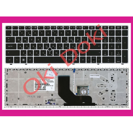 Клавіатура HP Probook 6560B 6565b Elitebook 8560p чорна срібляста рамка з трекпоінтом