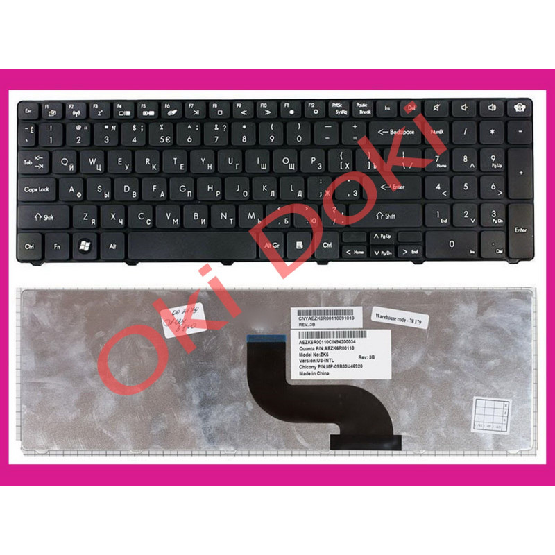 Клавиатура ACER PB LM81 LM85 TK81 TK85 TM05 TM85 TM93 GW NEW90 rus black