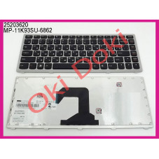 Клавіатура Lenovo IdeaPad U410 RU Black із silver рамкою