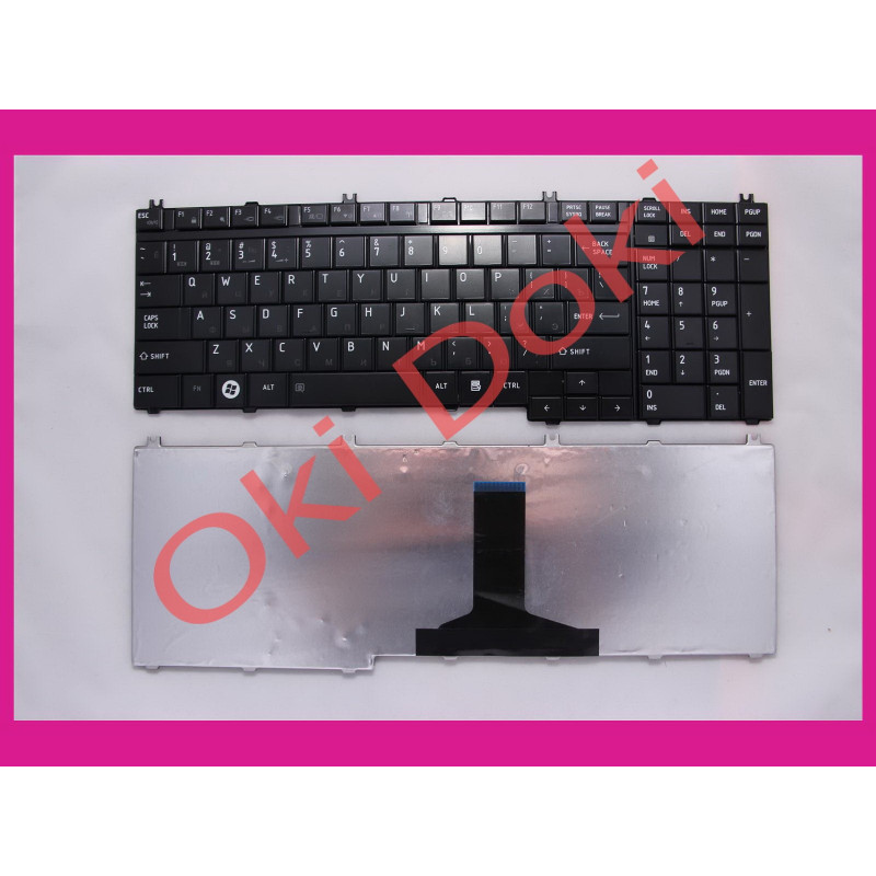 Клавиатура Toshiba Satellite A500 L350 L500 L505 F501 P200 P300 P500 черная глянец русские буквы серого цвета