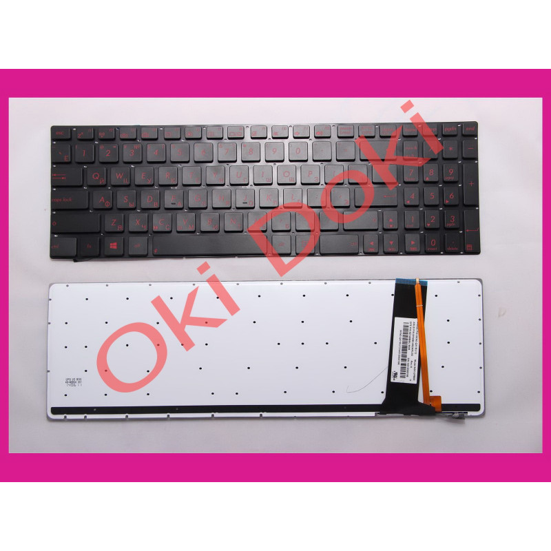 Клавіатура Asus G550 N550 N750 series G56 N56 N76 Q550 rus black без рамки з підсвіткою червоні літери