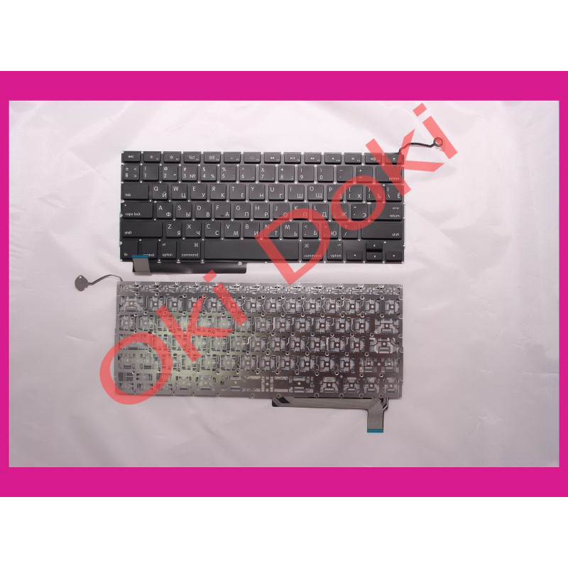 Клавіатура APPLE MacBook Pro A1286 MB985 MB986 MC721 MC723 2009 2010 2011 2012 15.4" US RU black горизонтальний