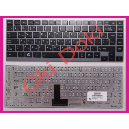 Клавіатура TOSHIBA R700 U800 U835 U840 U845 U900 U920 Z380 R830 U920T U800W Z935 U940 U925 rus black рамка сер