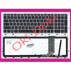 Клавиатура для ноутбука HP ENVY 15-J, 15T-J, 15Z-J, 17-J, 17T-J m6-n000 m6-n100 m6-w100 черная с серебристой рамкой