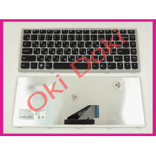 Клавіатура для ноутбука Lenovo IdeaPad U310 чорна із сріблястою рамкою