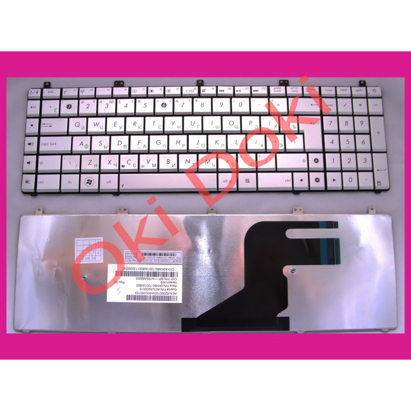 Клавиатура для ноутбука ASUS N55, N75, X5QS rus, silver N75 version вертикальный Enter Клавиатура для ноутбука ASUS N55, N75, X5QS rus, silver N75 version вертикальный Enter