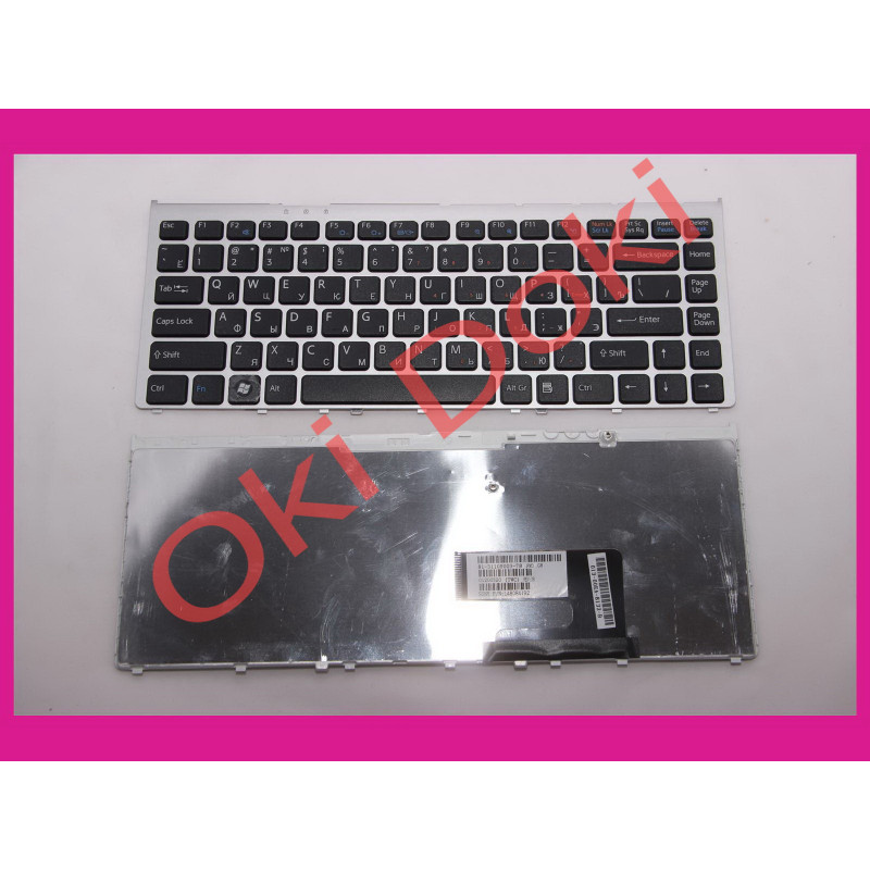 Клавіатура для ноутбука Sony Vaio VGN-FW чорна із сріблястою рамкою Клавіатура для ноутбука Sony Vaio VGN-FW чорна із сріблястою рамкою