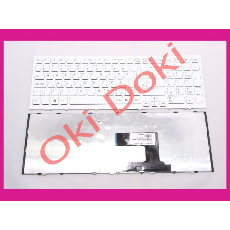 Клавіатура для ноутбука Sony Vaio VPCEL VPC-EL біла з білою рамкою, вертикальний Enter type 4 УЦІНКА!!!