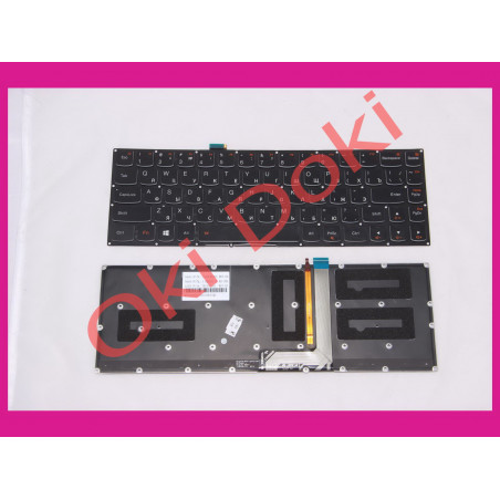 Клавиатура для ноутбука LENOVO Yoga-3 1370, 13 rus, black, без рамки, подсветка клавиш (Pro)