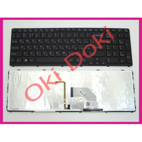 Клавиатура для ноутбука Sony Vaio E15, E17, SVE15, SVE17 rus, black подсветка клавишь