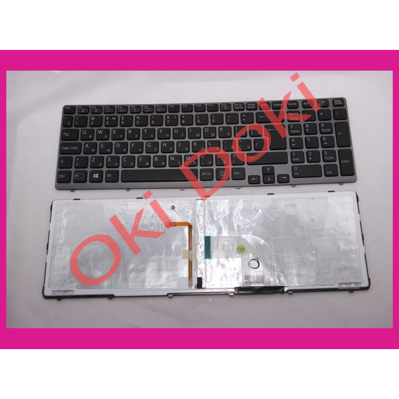 Клавіатура для ноутбука Sony Vaio E15, E17, SVE15, SVE17 rus, silver підсвітка клавіш Клавіатура для ноутбука Sony Vaio E15, E17, SVE15, SVE17 rus, silver підсвітка клавіш