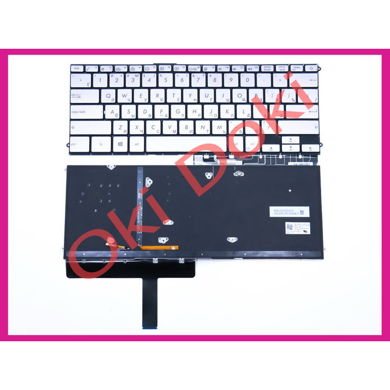 Клавиатура для ноутбука ASUS (UX490 series) rus, silver, без рамки, подсветка клавиш