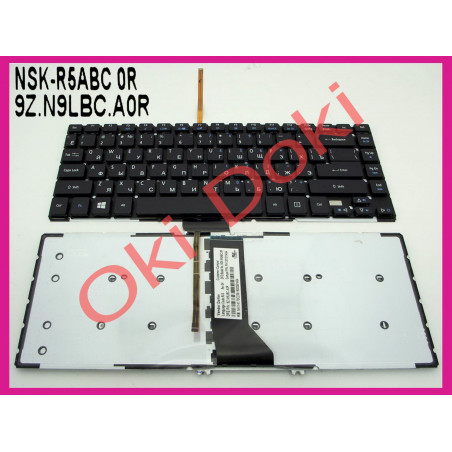 Клавіатура для ноутбука ACER AS R7-571, R7-572 rus, black, без кадру, з підсвіткою