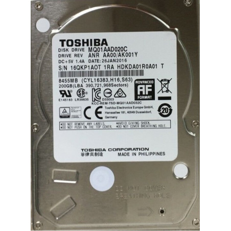 Жесткий диск для ноутбука Samsung Acer Asus Lenovo HDD 2.5" SATA 200GB Toshiba 8MB 4200rpm MQ01AAD020C