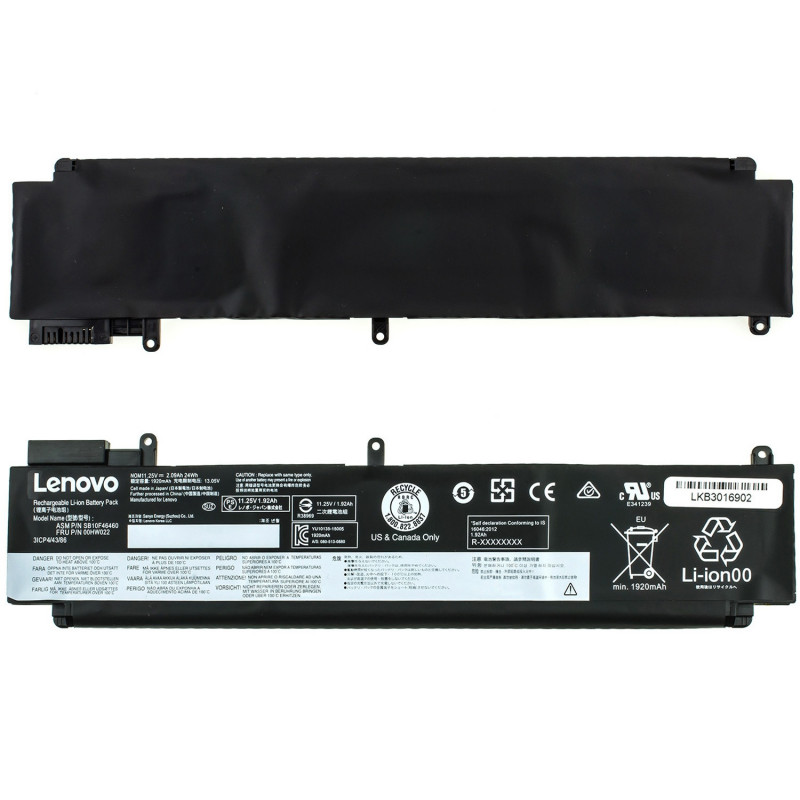 Акумулятор до ноутбука Lenovo 00HW022 ThinkPad T460s T470s SB10J79003 SB10J79005 11.25V 1920mAh 24Wh Black