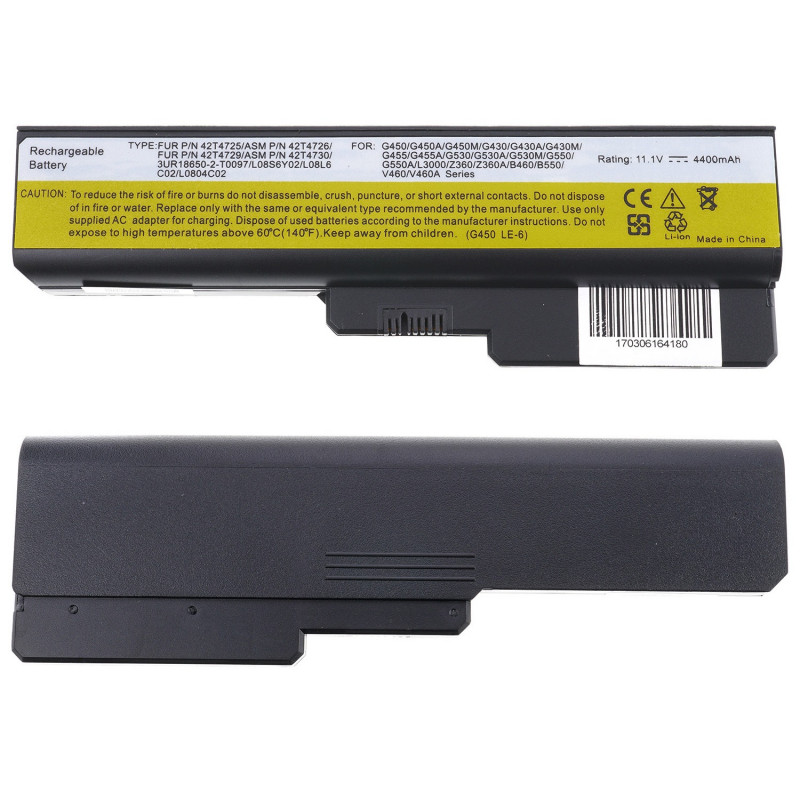 Батарея для Lenovo 42T4585 Lenovo B460 B550 G430 G450 G530 G550 G555 N500 IdeaPad V460 Y430 Z360 11.1V 4400mAh Black