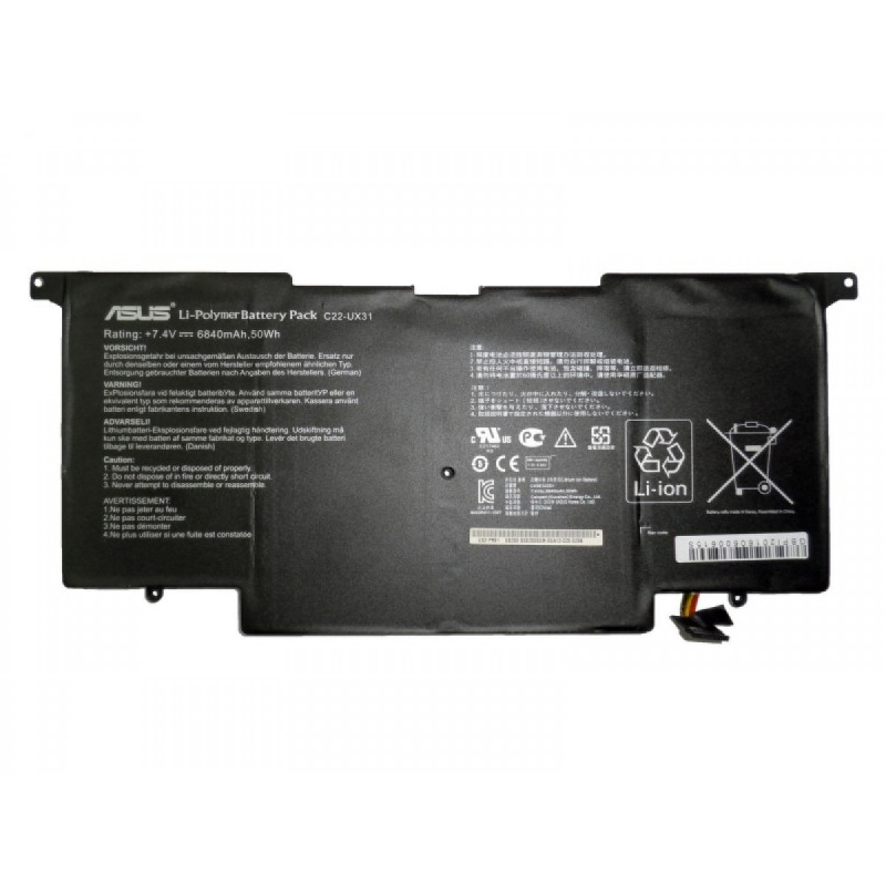 Батарея для ноутбука Asus C21-UX31 Zenbook UX31,UX31A UX31E 7.4V 6840mAh Black Orig Батарея для ноутбука Asus C21-UX31 Zenbook UX31,UX31A UX31E 7.4V 6840mAh Black Orig