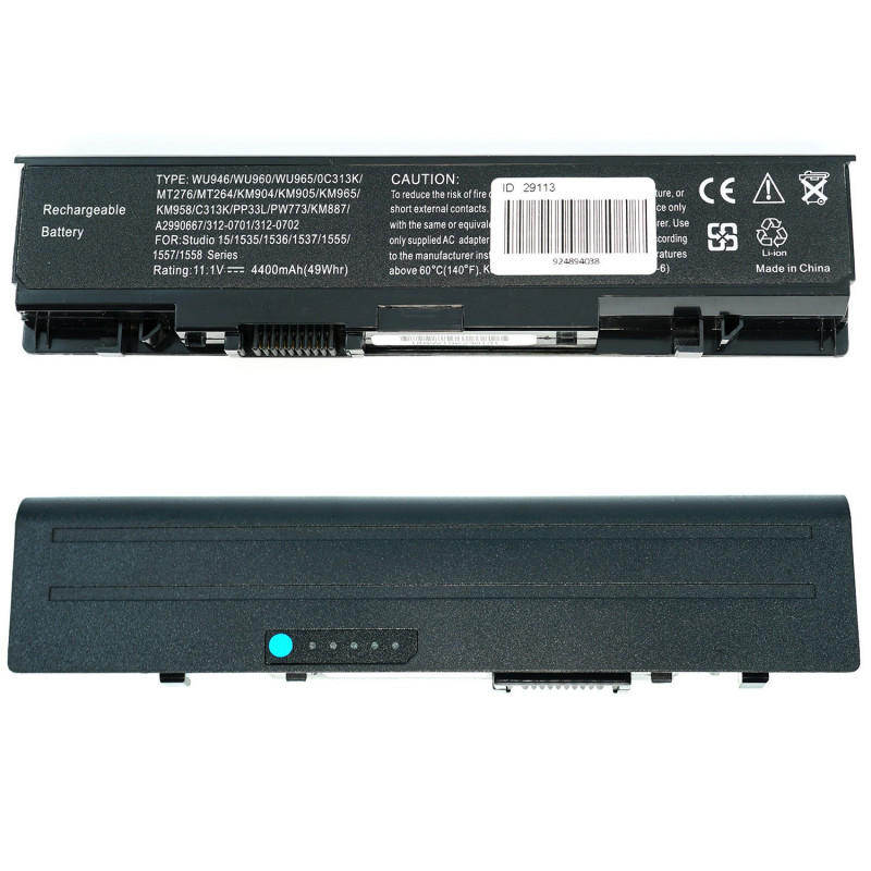 Акумулятор до ноутбука Dell WU946 Studio 1535 1536 1537 1555 1557 1558 11.1V 4400mAh Black