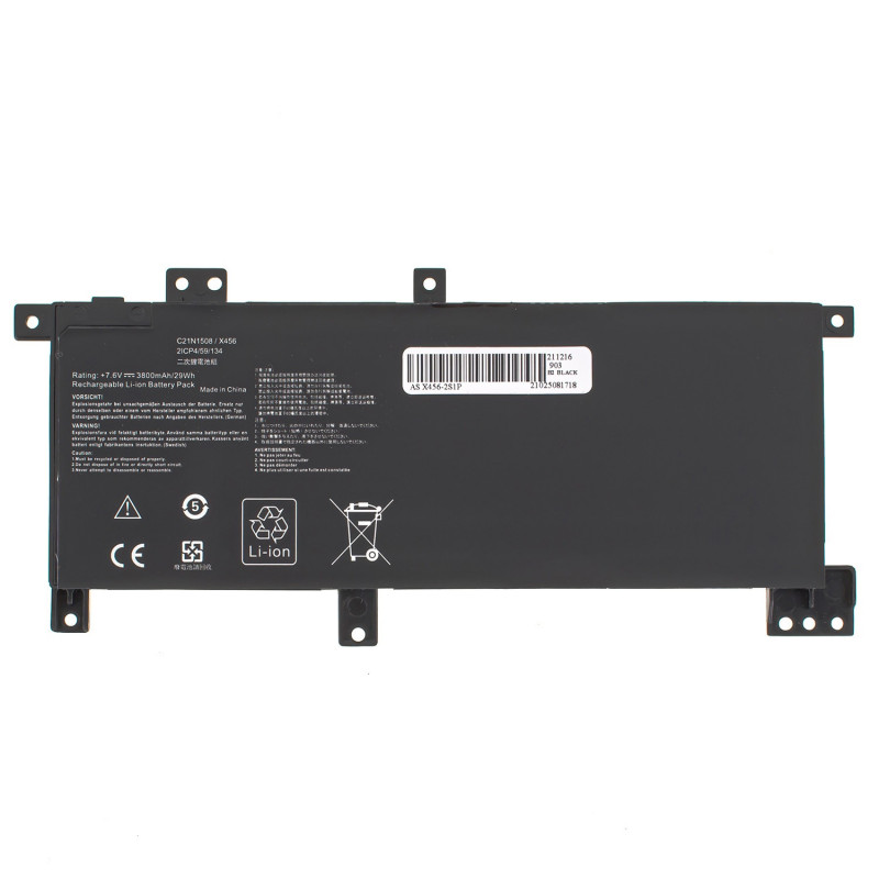 Батарея для ноутбука ASUS C21N1508 VivoBook X456UF X456UV R457UJ R457UV R457UA 7.6V 3800mAh Black Батарея для ноутбука ASUS C21N1508 VivoBook X456UF X456UV R457UJ R457UV R457UA 7.6V 3800mAh Black