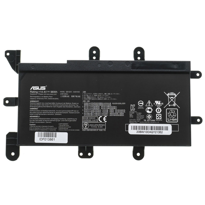 Батарея для ноутбука ASUS A42N1830 ROG G703GX G703GXR 14.4V 6400mAh 96Wh Black 0B110-00500100 orig Батарея для ноутбука ASUS A42N1830 ROG G703GX G703GXR 14.4V 6400mAh 96Wh Black 0B110-00500100 orig