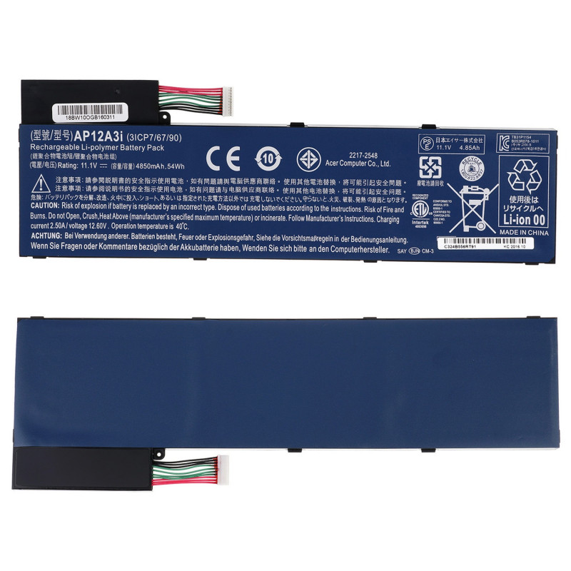 Акумулятор до ноутбука ACER AP12A3i Aspire M3-481 M3-581 M5-481 M5-581 11.1V 4850mAh Black