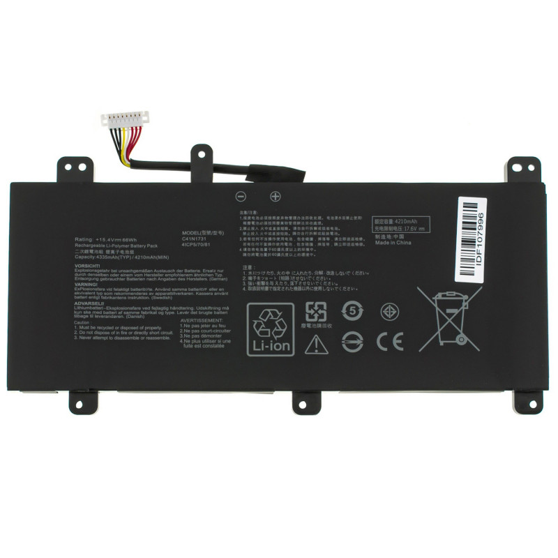 Акумулятор до ASUS C41N1731-1 ВЕРСИЯ 2 СМОТРЕТЬ НА УШКИ ROG Strix Scar II GL704GV GL704GM GL704GW 15.4V 4335mAh 66Wh Black оем Акумулятор до ASUS C41N1731-1 ВЕРСИЯ 2 СМОТРЕТЬ НА УШКИ ROG Strix Scar II GL704GV GL704GM GL704GW 15.4V 4335mAh 66Wh Black оем