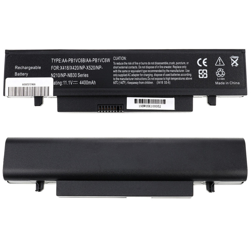 Батарея для ноутбука Samsung N210 N210 N220 N230 NB30 X418 X420 X520 11.1V 4400mAh Black оем