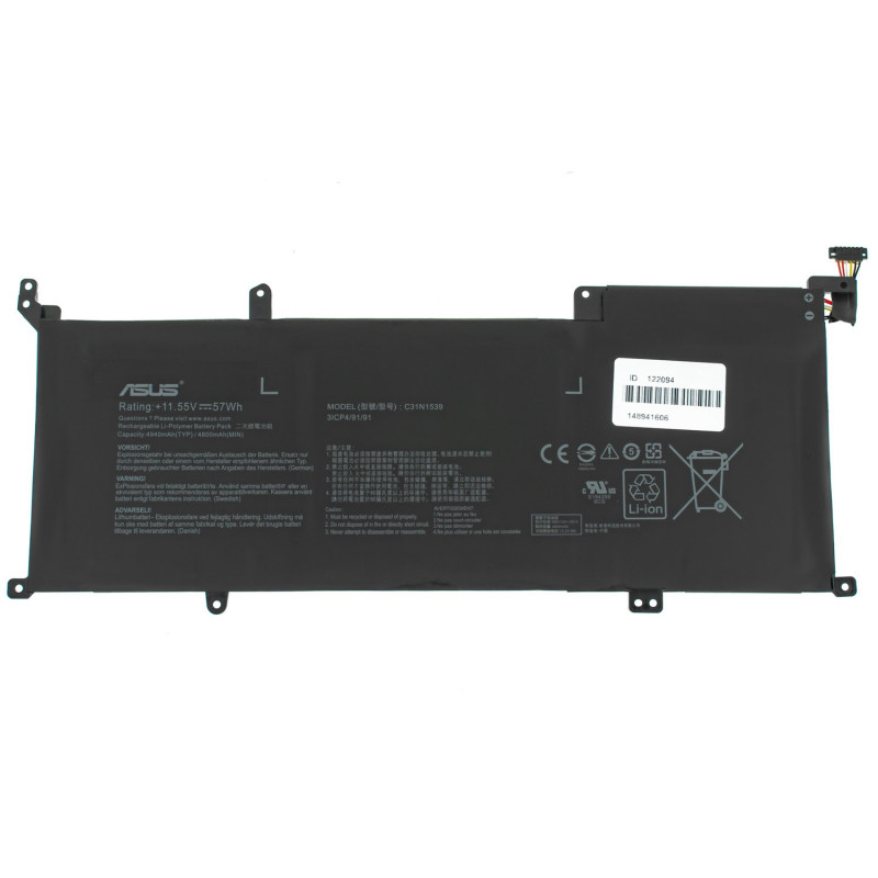 Акумулятор ASUS C31N1539 C31Pn9H 31CP4/91/91 0B200-01180200 UX305UA UX305UAB UX306U UX306UA series 11.55V 4940mAh 57Wh Black oe