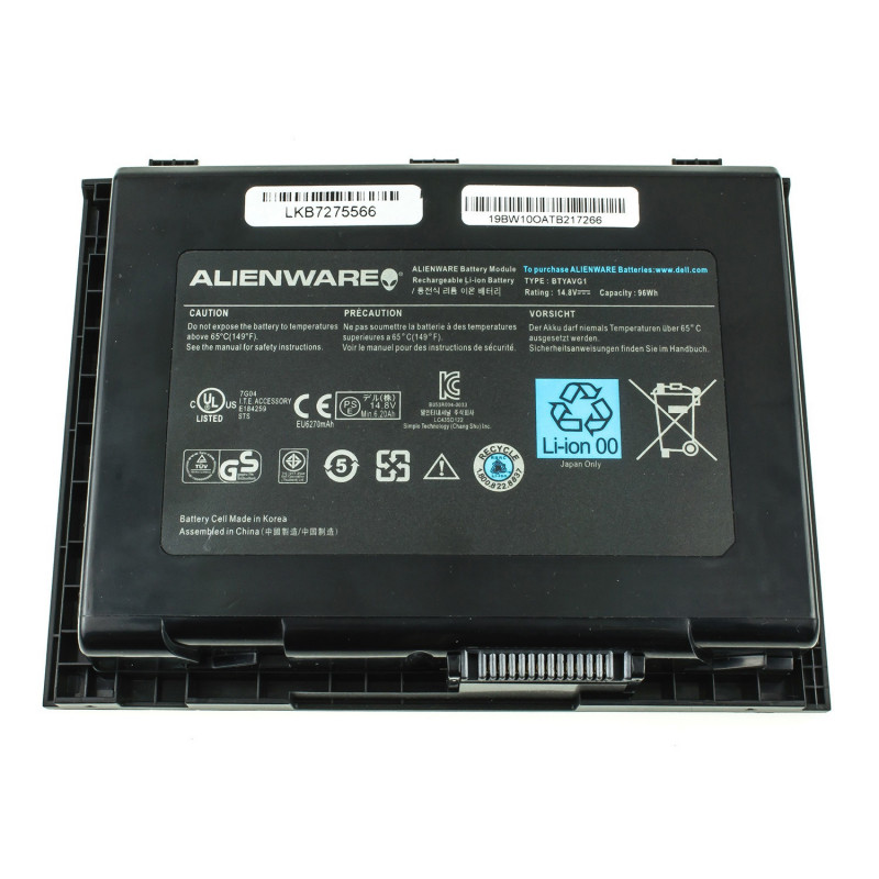 Батарея для ноутбука Dell BTYAVG1 Alienware M18x R1 R2 14.8V 96Wh 6200mAh Black orig