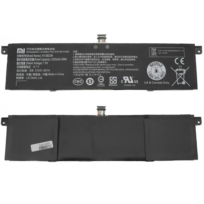 Батарея для ноутбука Xiaomi R13B03W RedmiBook 13 XMA1903-AF/AN/BB XMA1903-AF XMA1903-AN XMA1903-BB 7.7V 5200mAh 40Wh Black orig